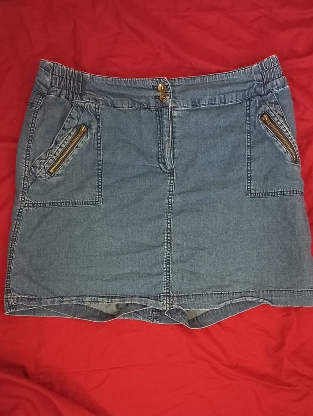 Briggs New York Denim Blue Mini SKORT with Zip Pockets Woman's Size 12 Vintage